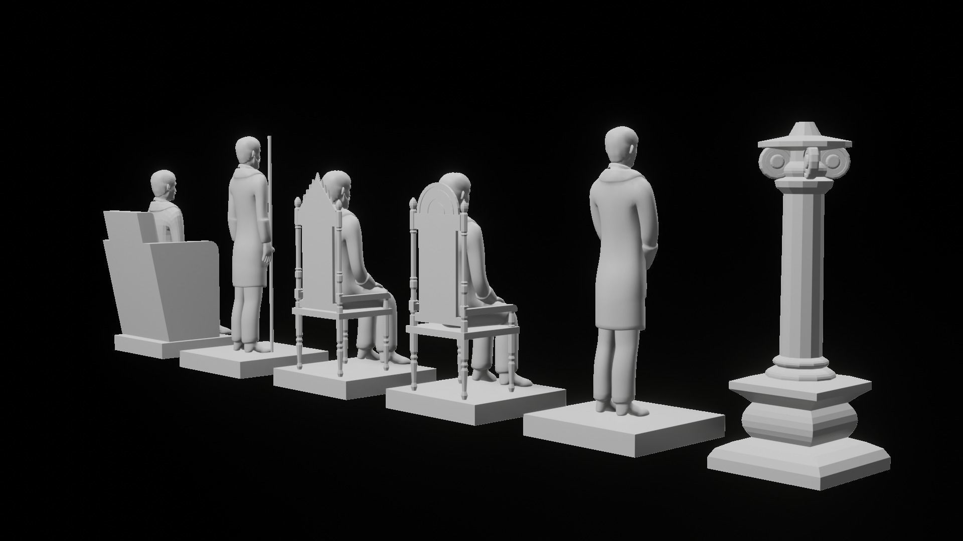 Masonic Outfit Chess Set  3D print model_10