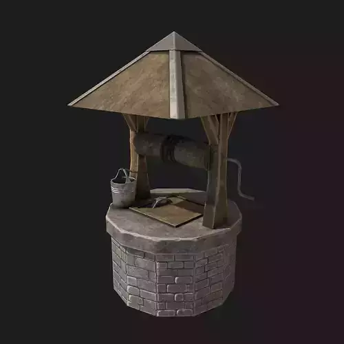 Stone draw-well Low-poly 3D model Stone draw-well Low-poly 3D model