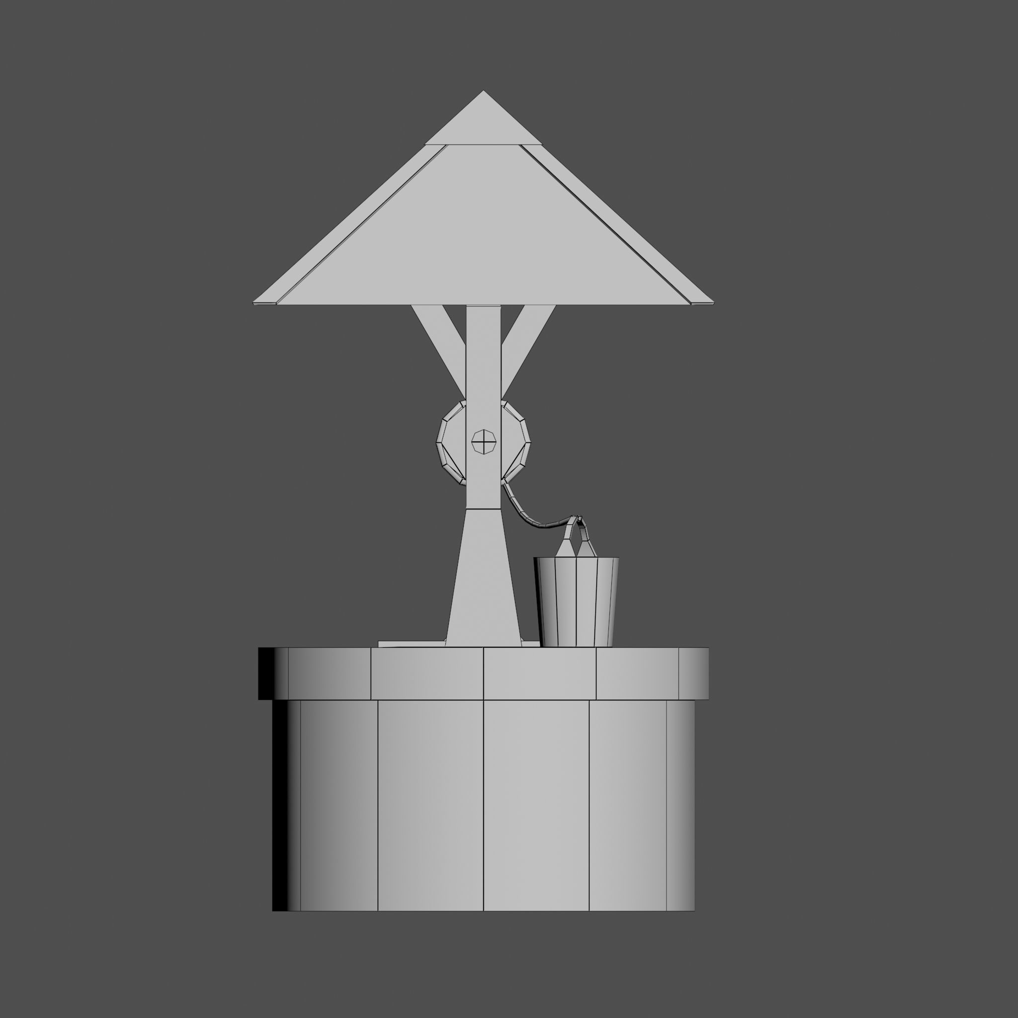 Stone draw-well Low-poly 3D model_13