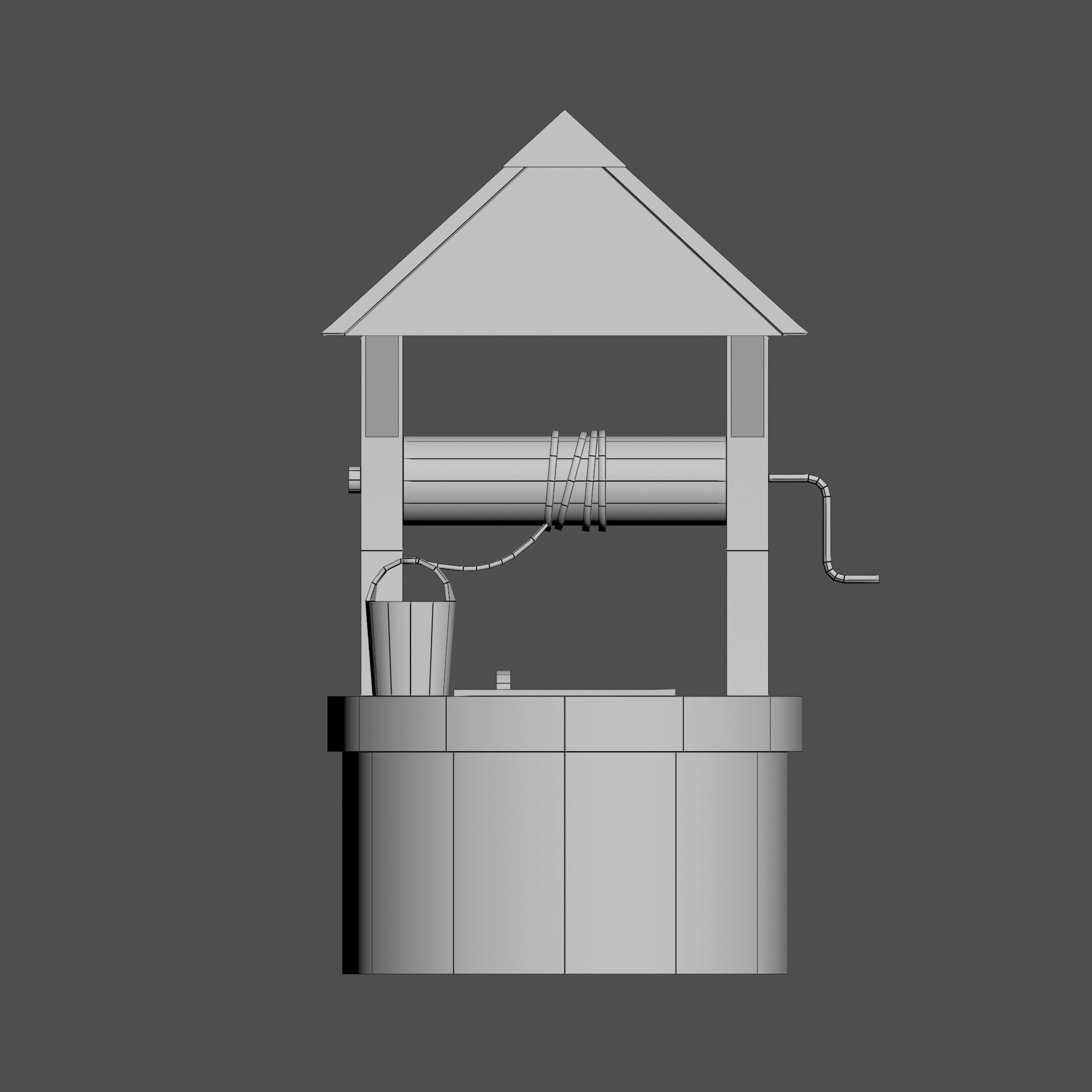 Stone draw-well Low-poly 3D model_12