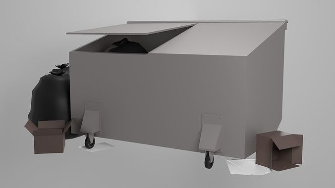 Garbage trash can with two bags Low-poly 3D model