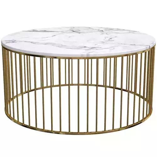  Gold Art Deco Coffee Table and Coffee Table White Marble