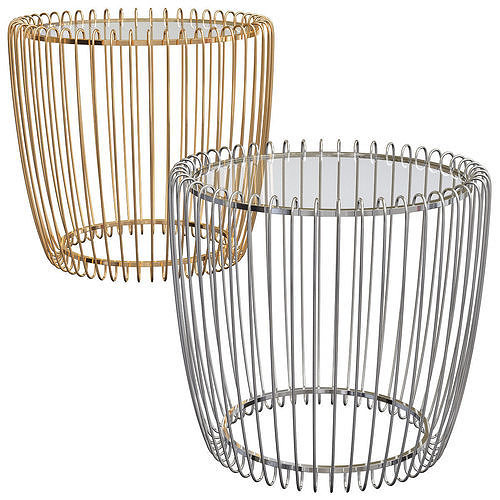 Lottie Round Silver End Table with Smoked Glass Top 3D model