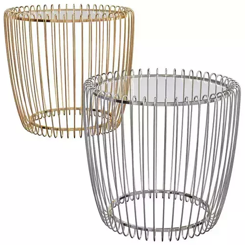 Lottie Round Silver End Table with Smoked Glass Top