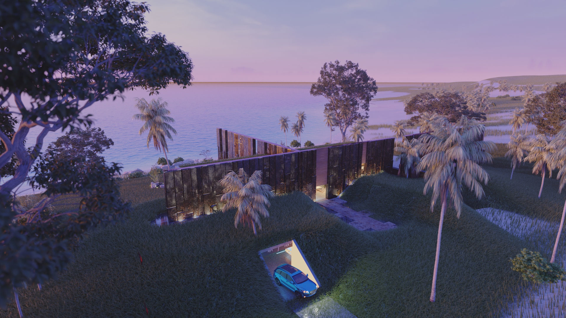 Luxurious Ultra Modern beach villa house with interior vray 3D model_17