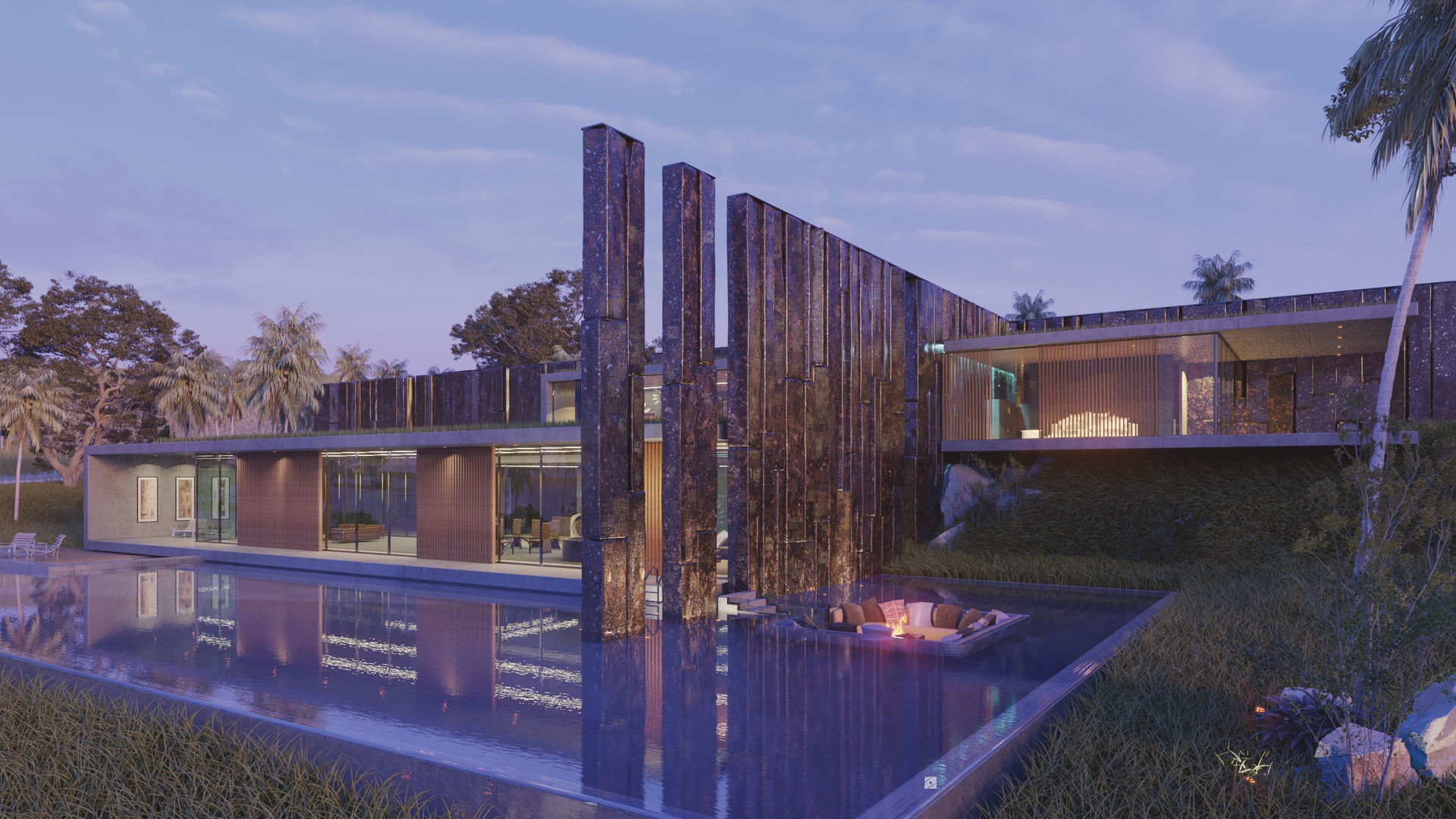 Luxurious Ultra Modern beach villa house with interior vray 3D model_11