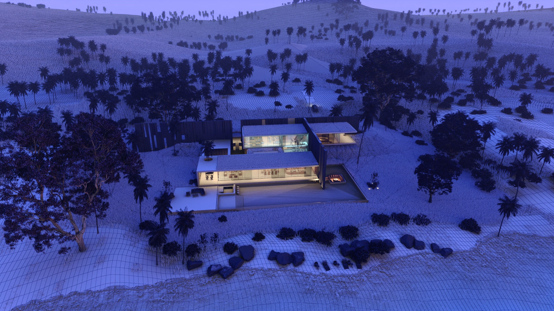 Luxurious Ultra Modern beach villa house with interior vray 3D model_20