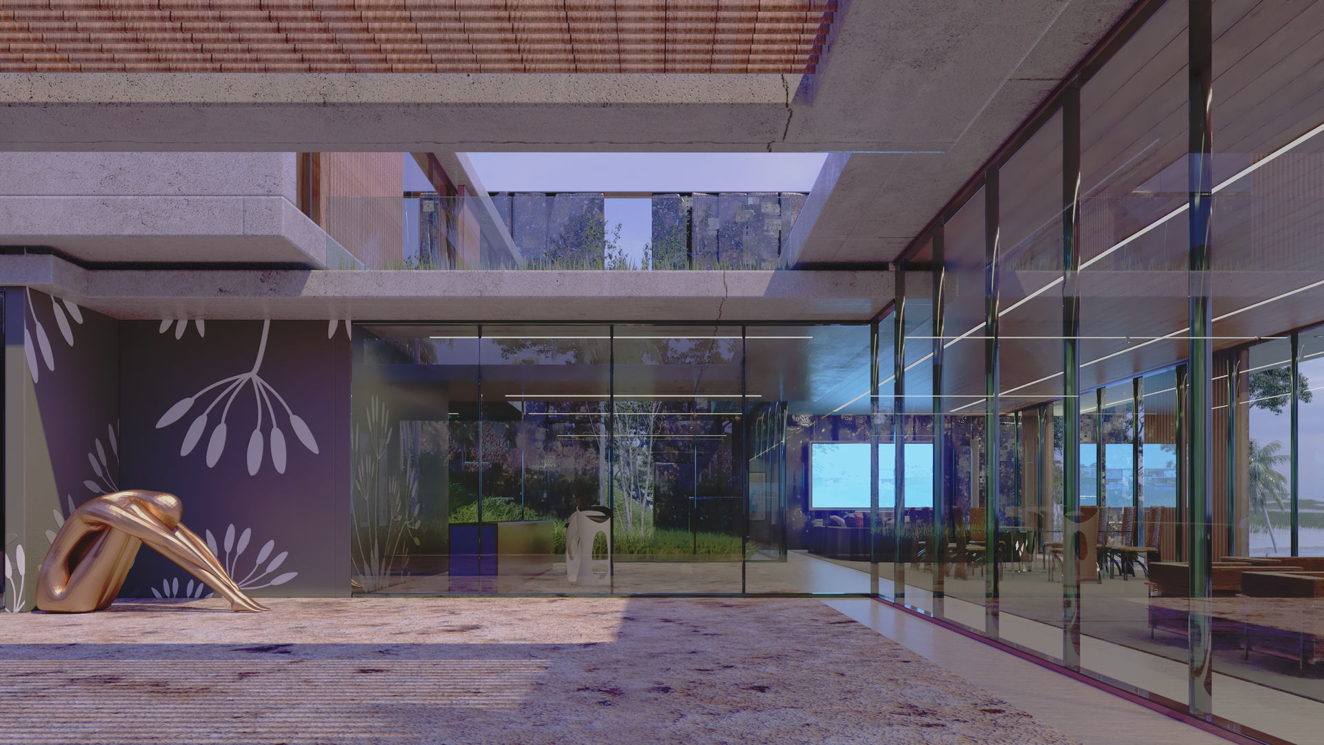 Luxurious Ultra Modern beach villa house with interior vray 3D model_10