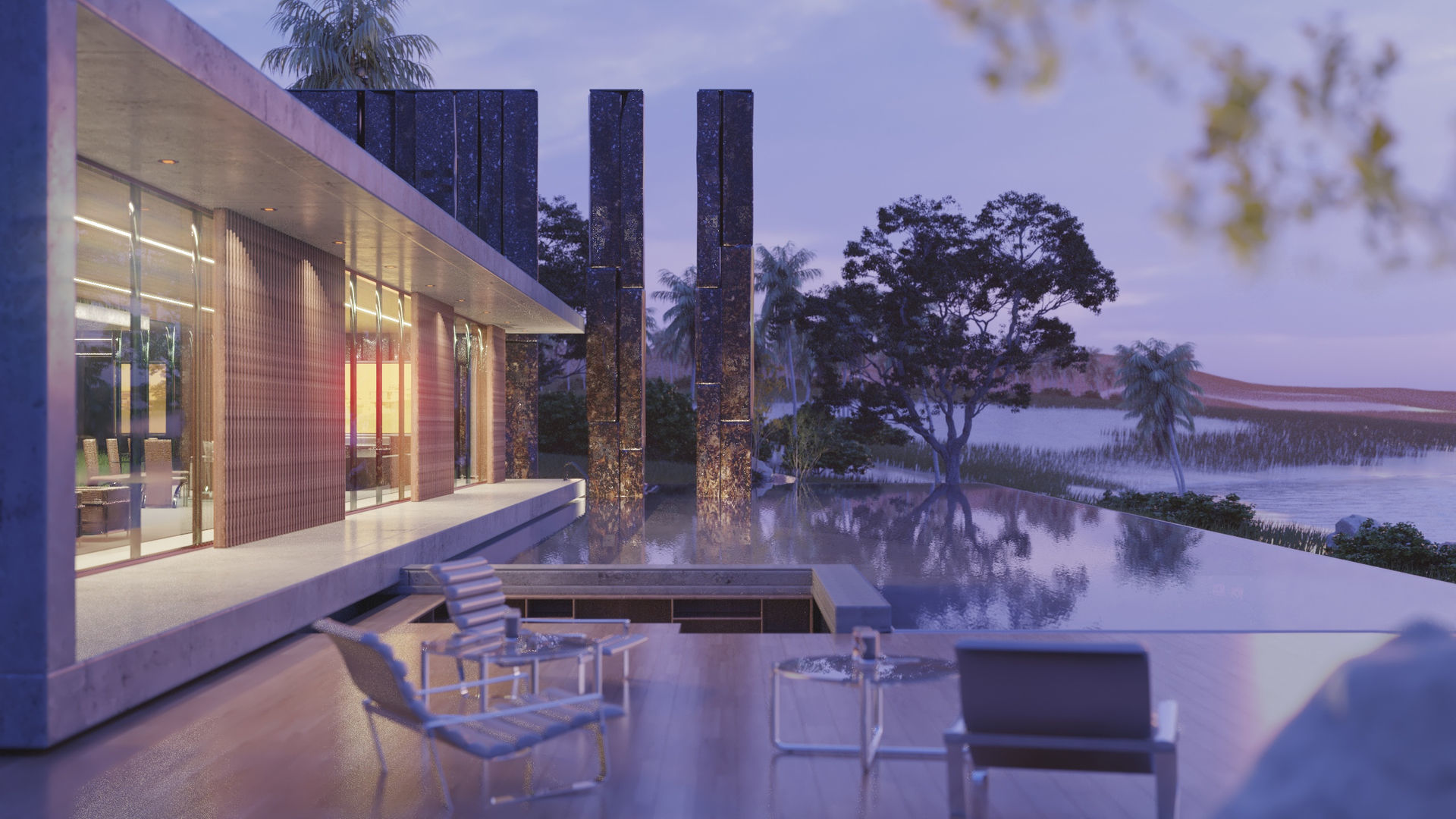 Luxurious Ultra Modern beach villa house with interior vray 3D model_12