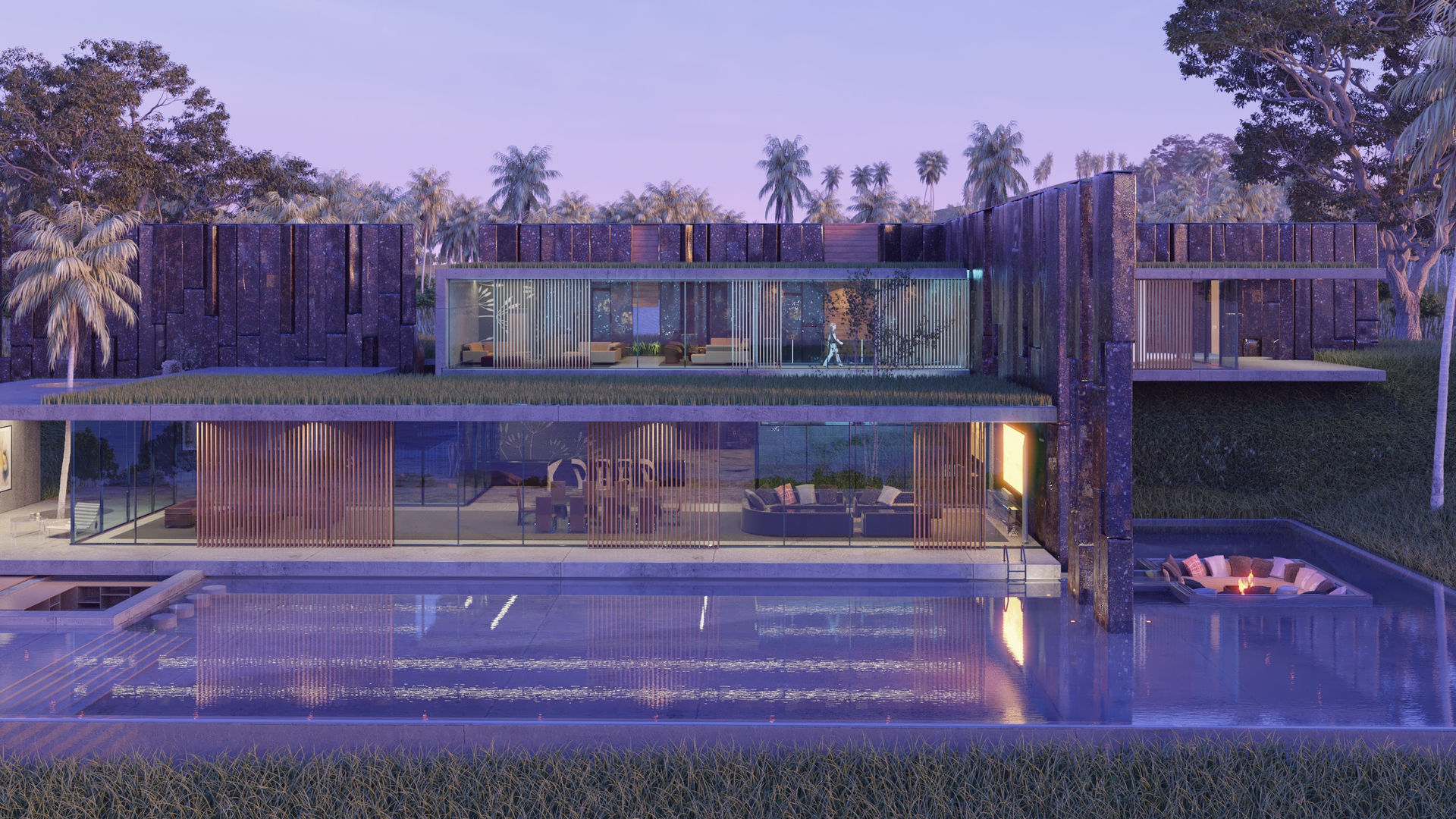 Luxurious Ultra Modern beach villa house with interior vray 3D model_3