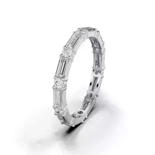 Women ring with round and baguette stones 01