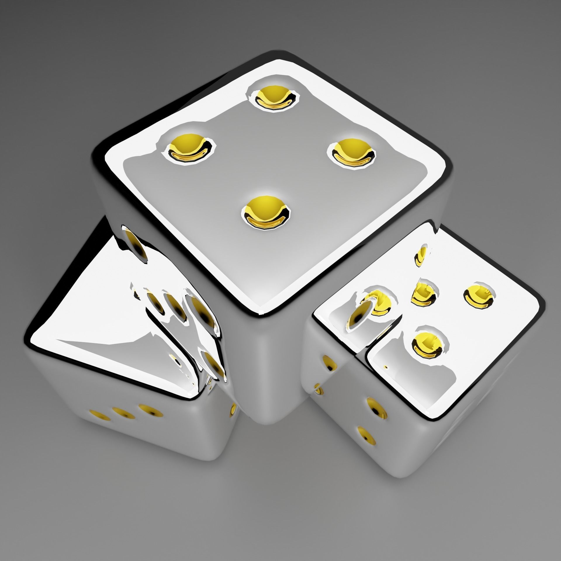 silver dice 3D model_1
