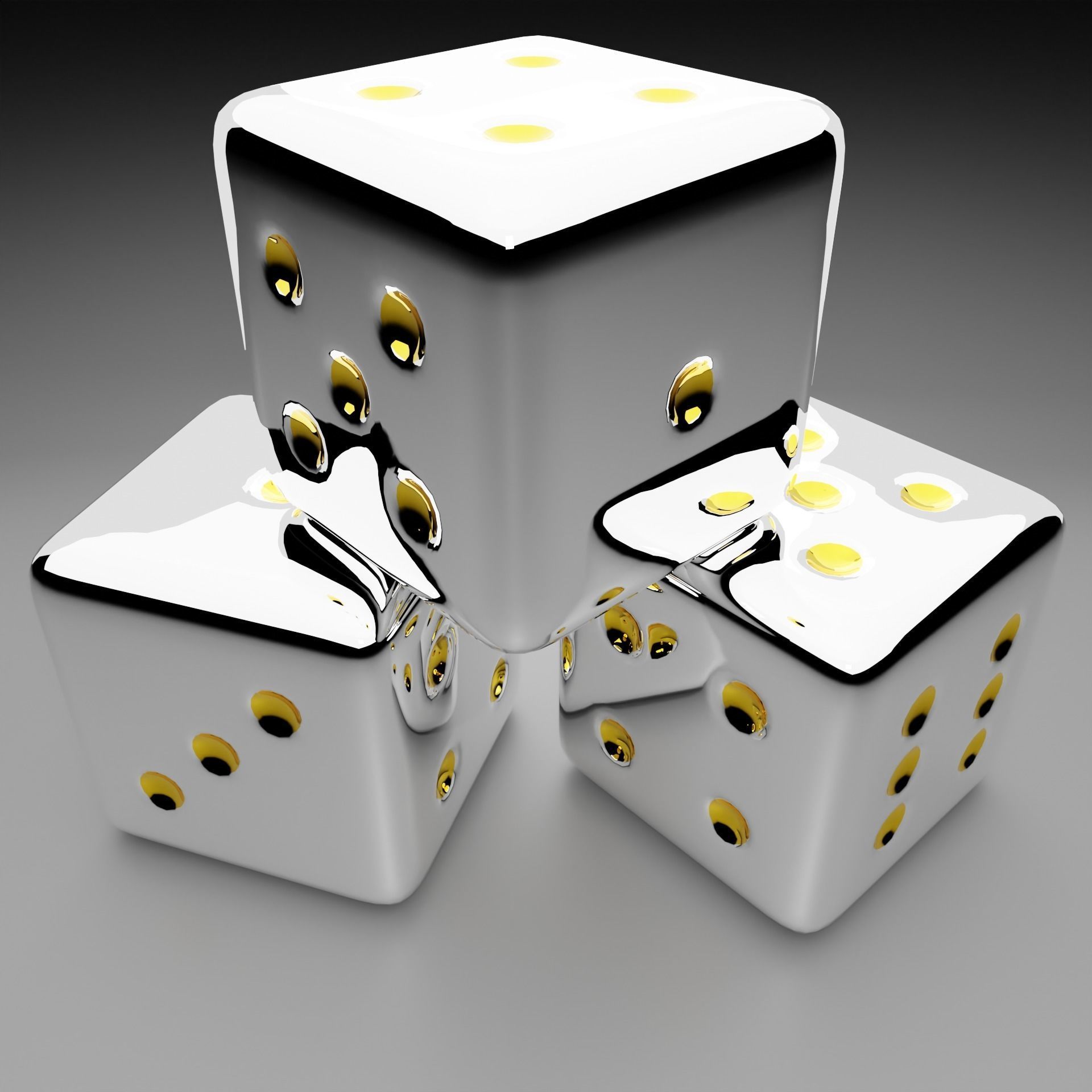 silver dice 3D model_6