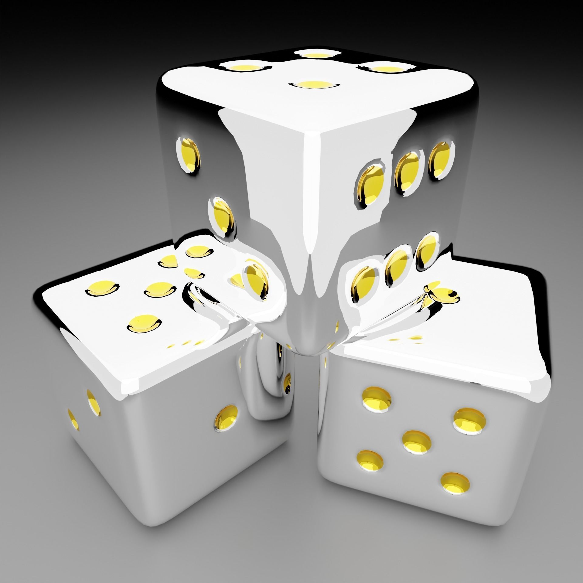 silver dice 3D model_7