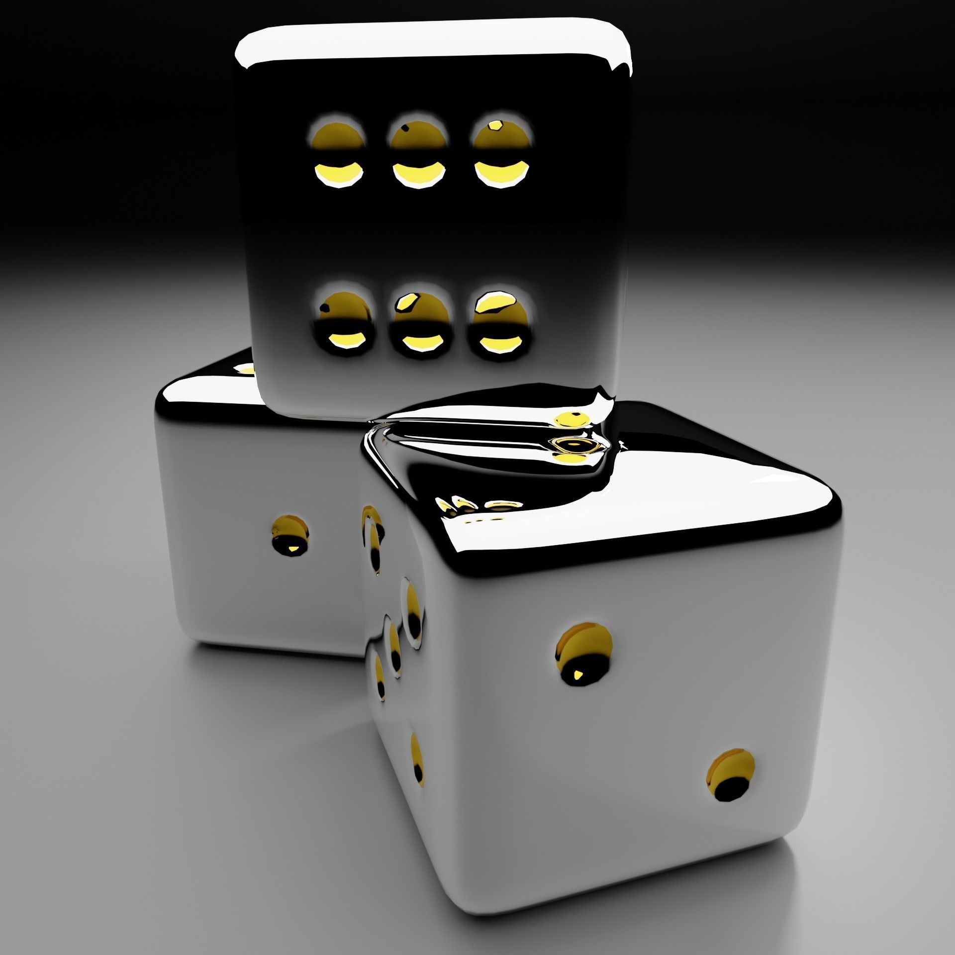 silver dice 3D model_2
