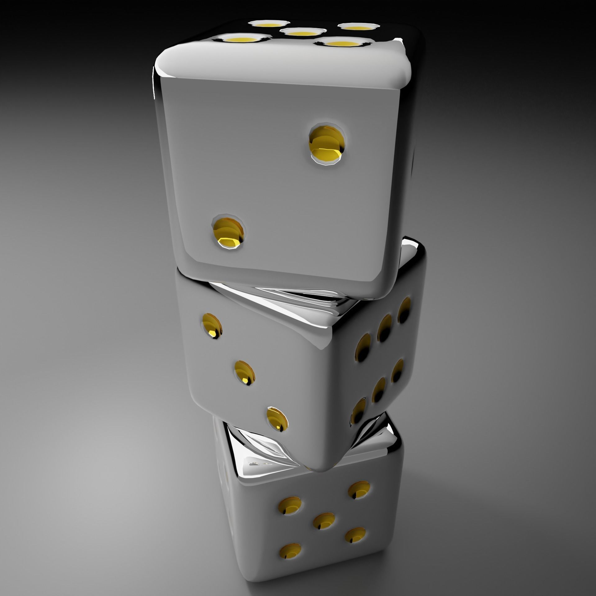 silver dice 3D model_4