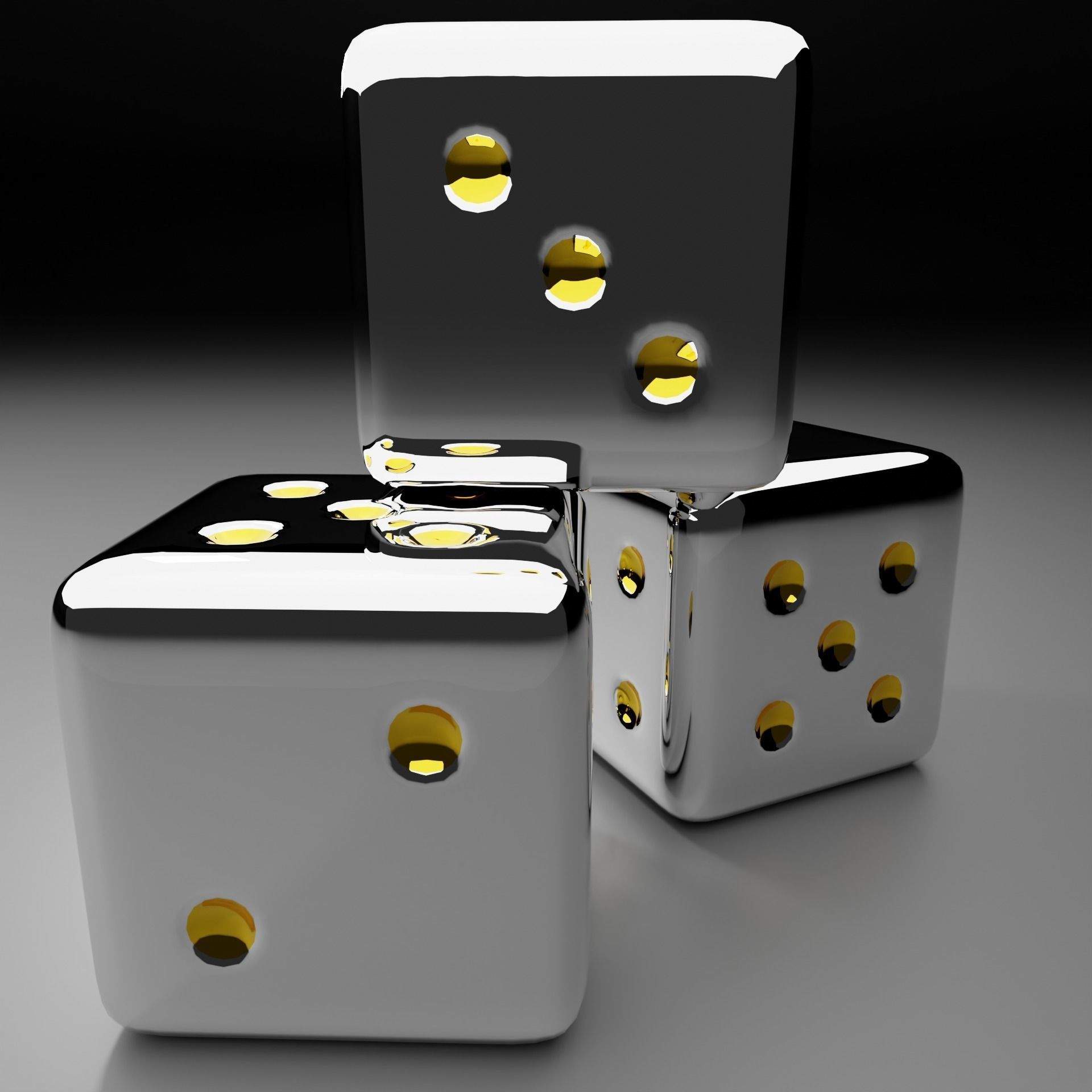 silver dice 3D model_3