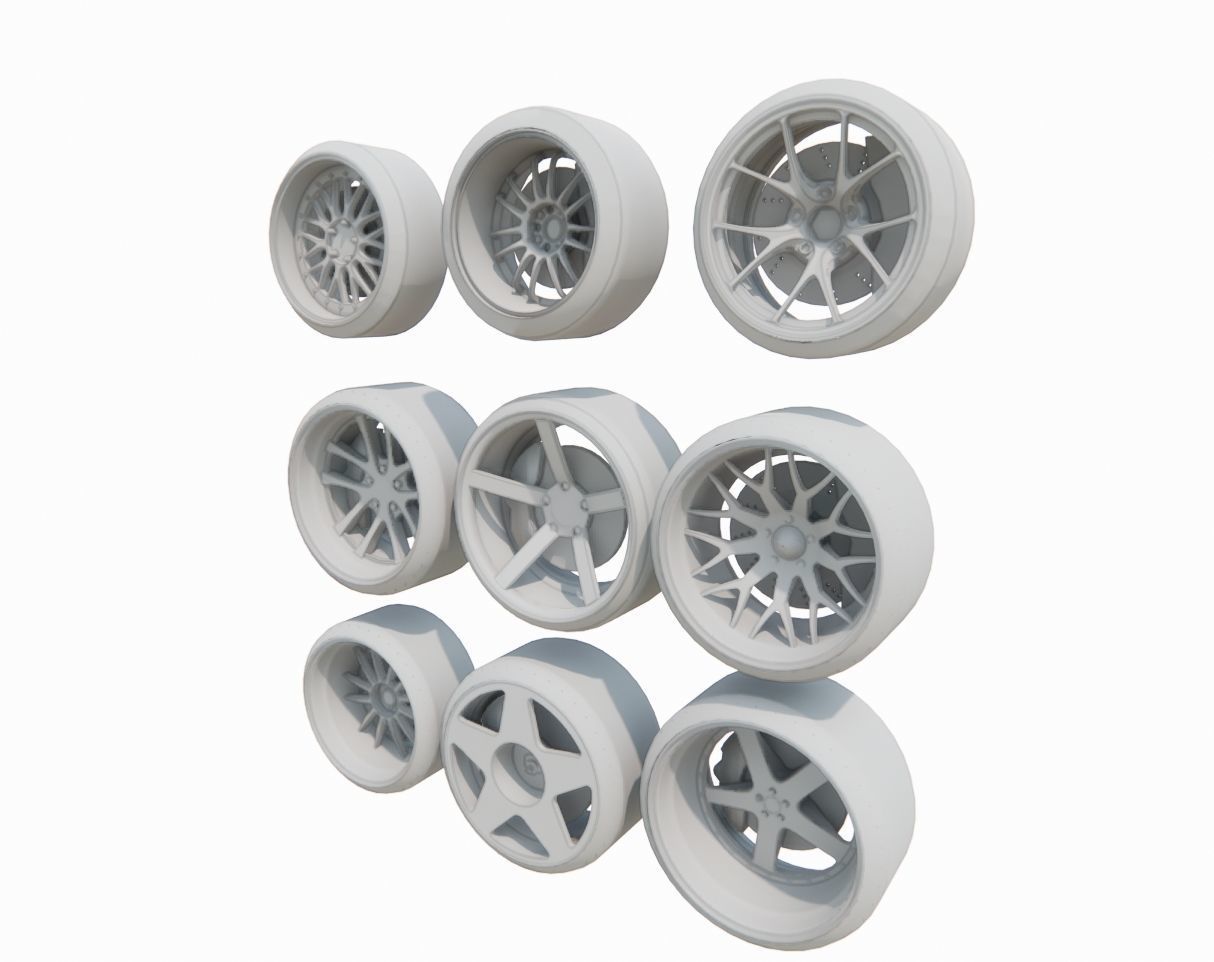 PACK-WHEEL RIMS TIRES free 3D model | CGTrader