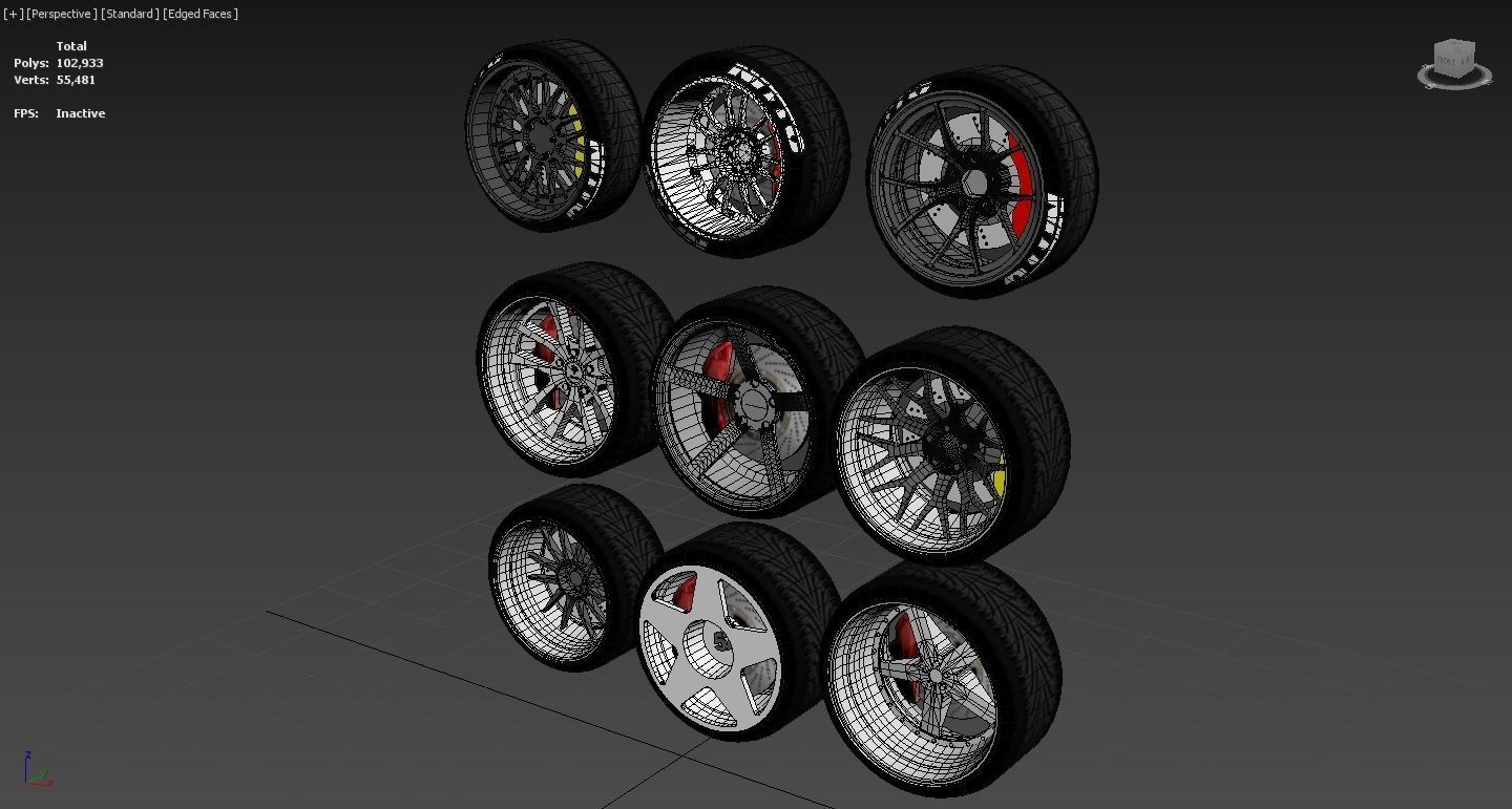 PACK-WHEEL RIMS TIRES free 3D model | CGTrader