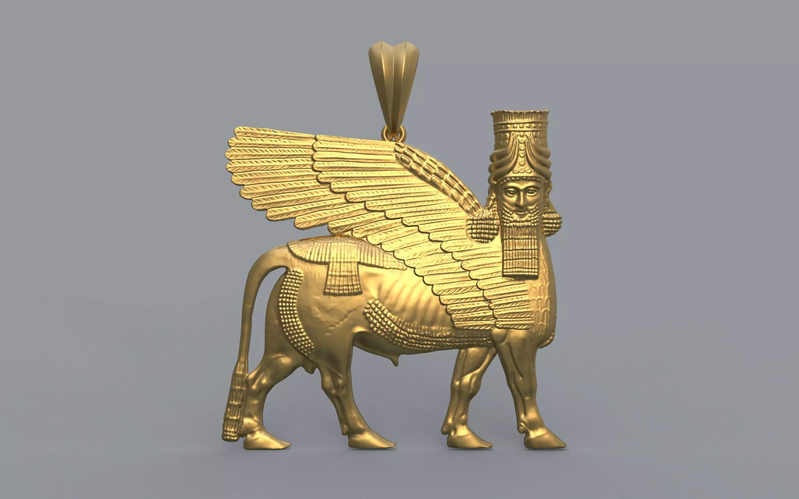 Assyrian winged bull pendant 3D print model