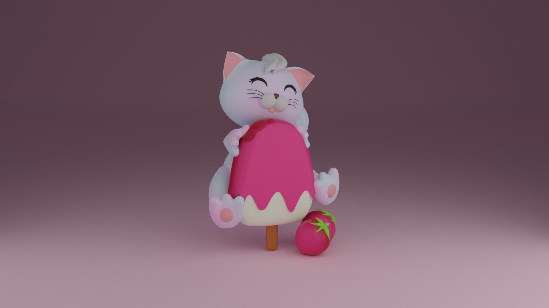 Berry cat 3D print model_9