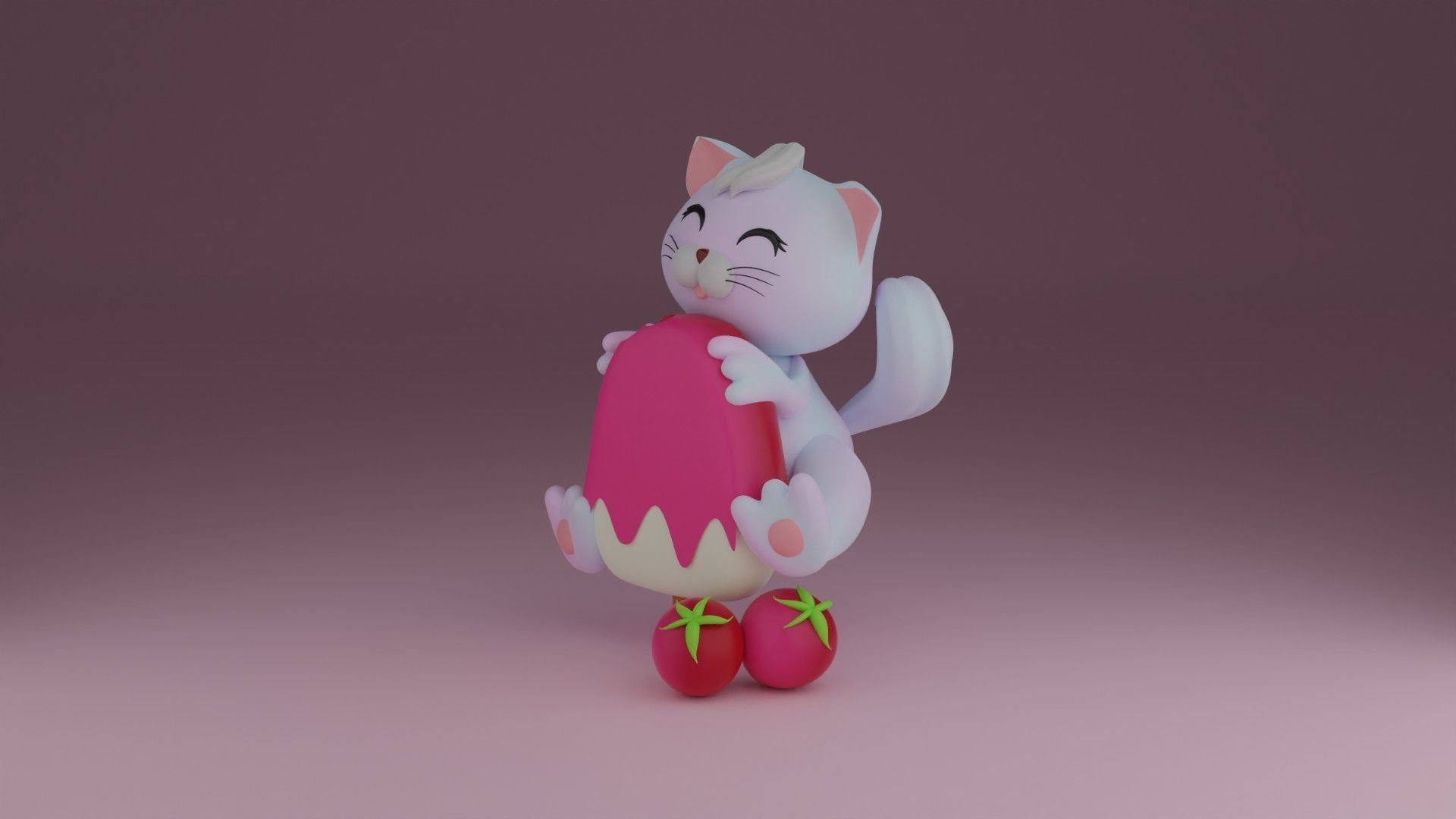 Berry cat 3D print model_3