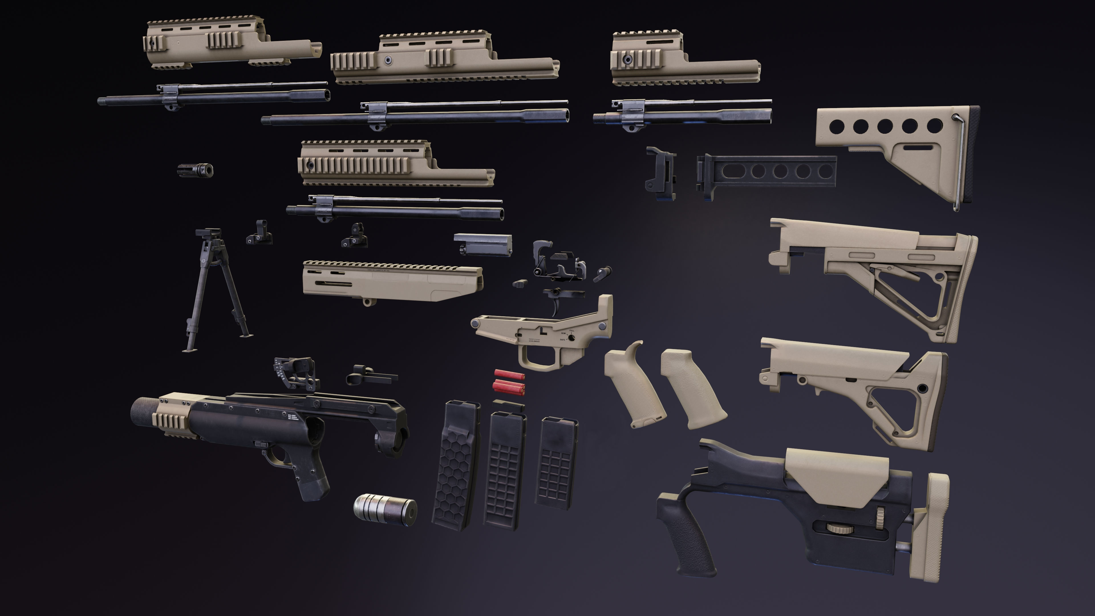 MX Rifle Series Low-poly 3D model_2