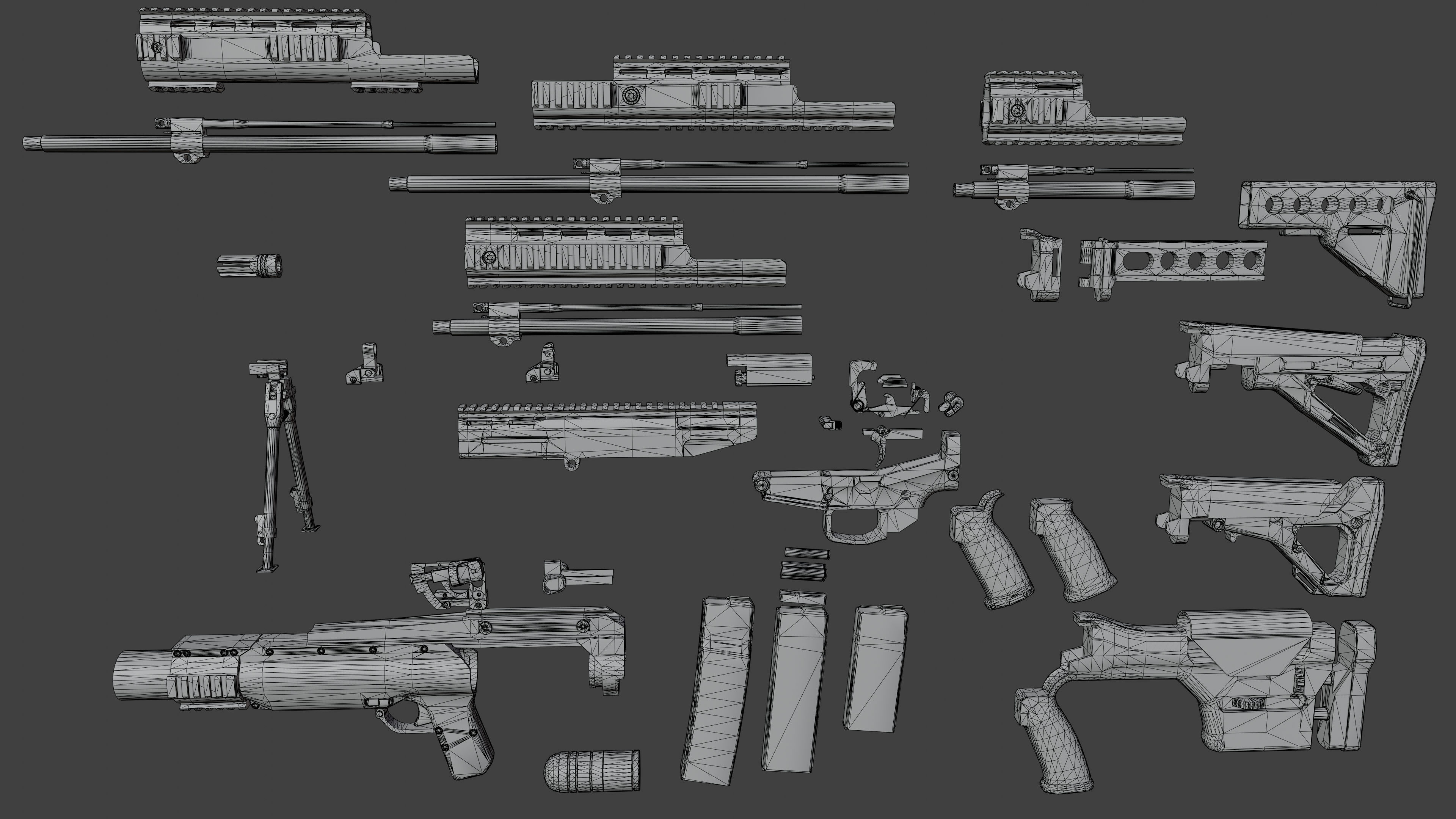MX Rifle Series Low-poly 3D model_10