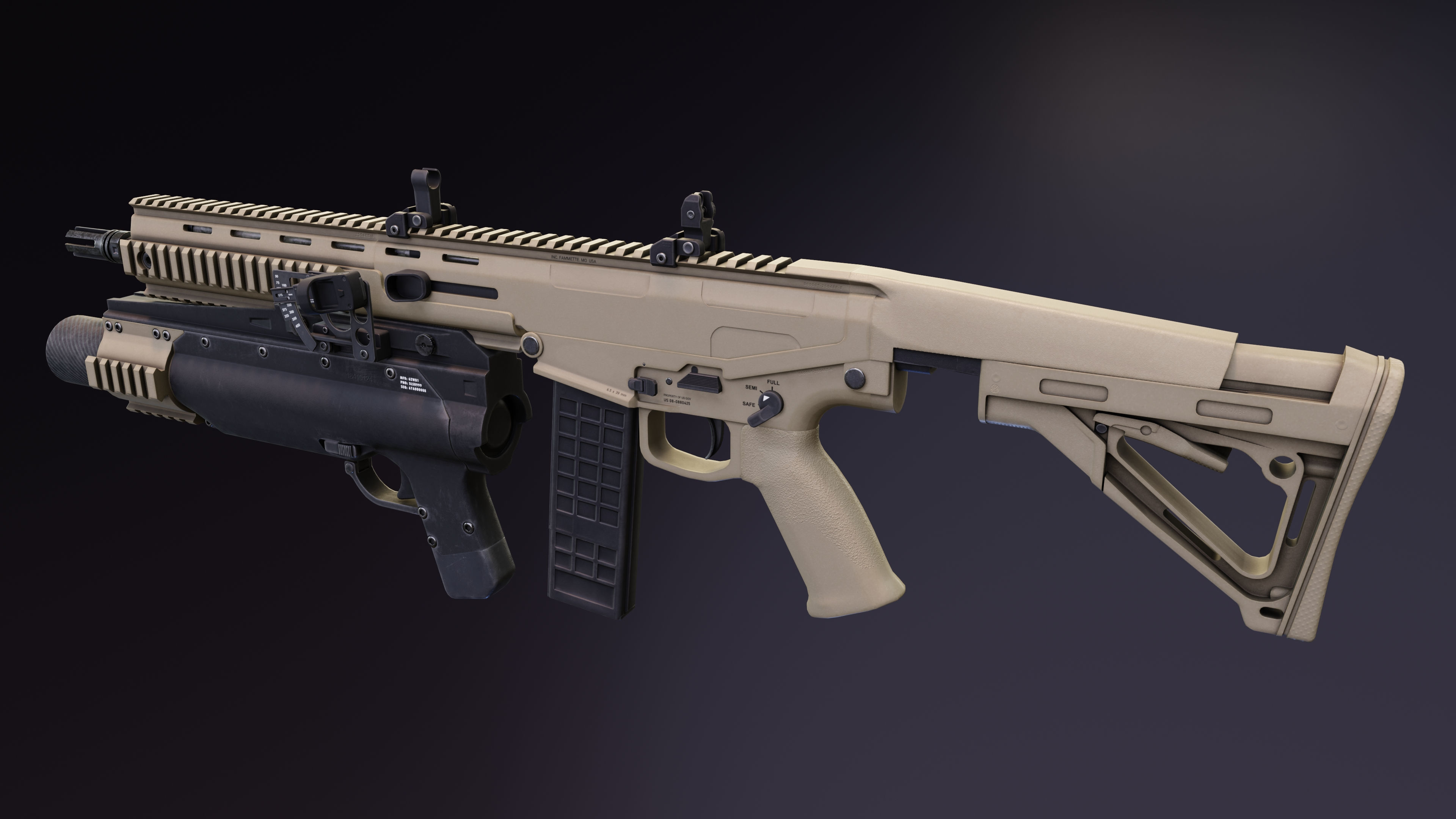 MX Rifle Series Low-poly 3D model_8