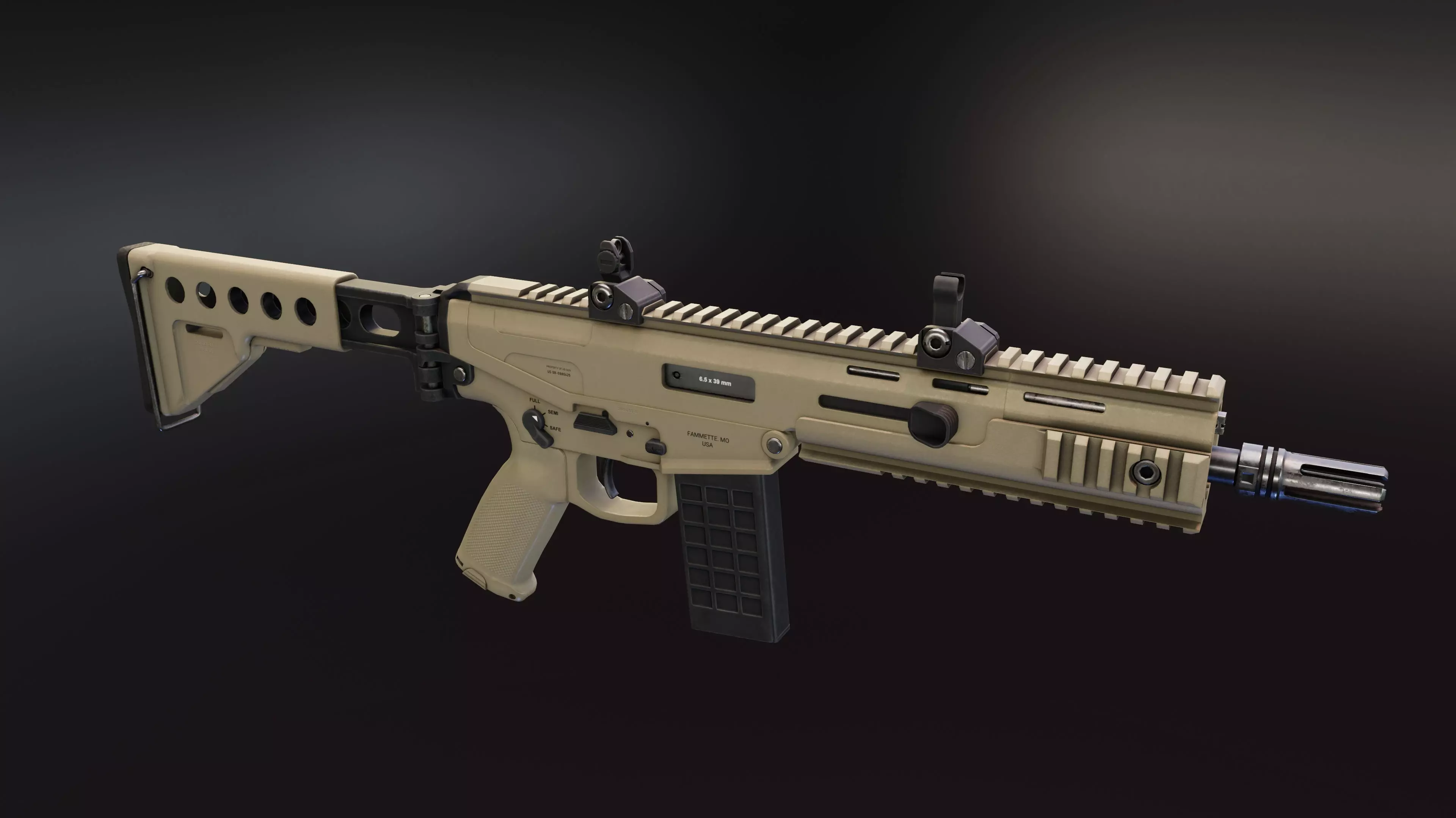 MX Rifle Series Low-poly 3D model_0
