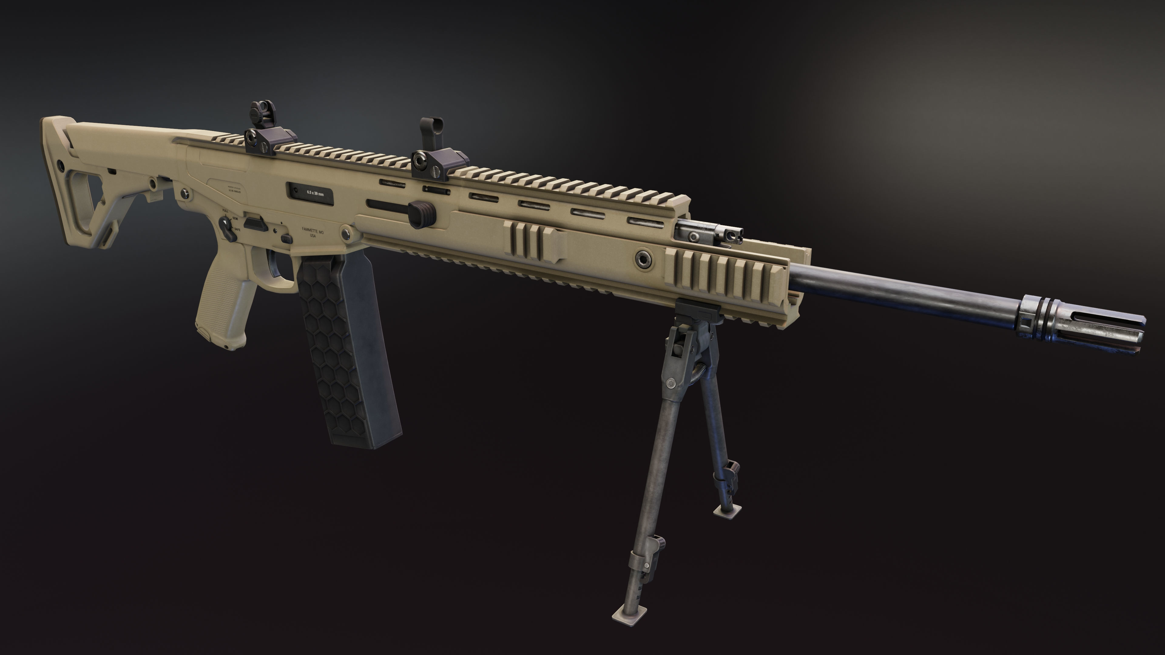 MX Rifle Series Low-poly 3D model_4