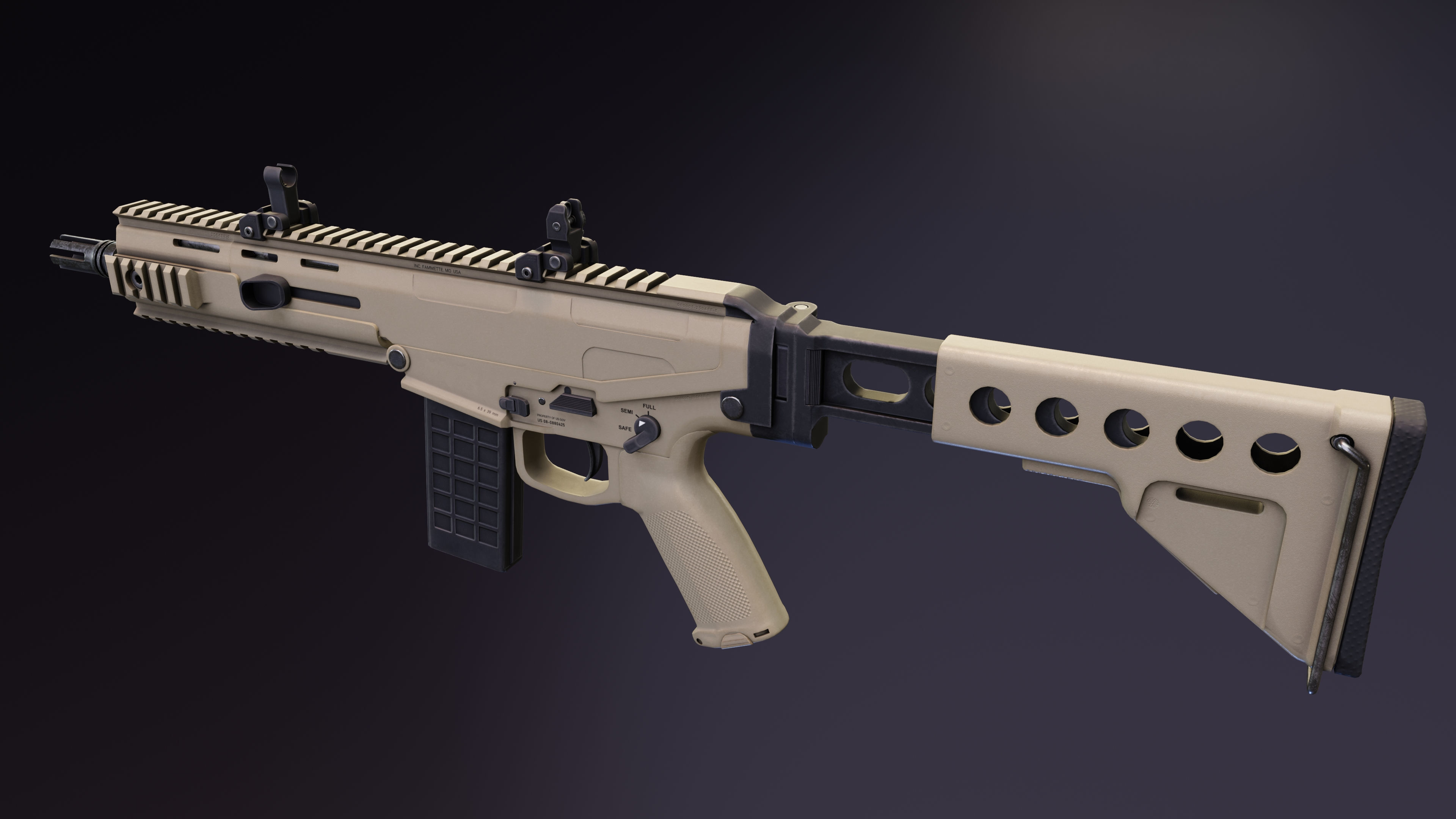MX Rifle Series Low-poly 3D model_7