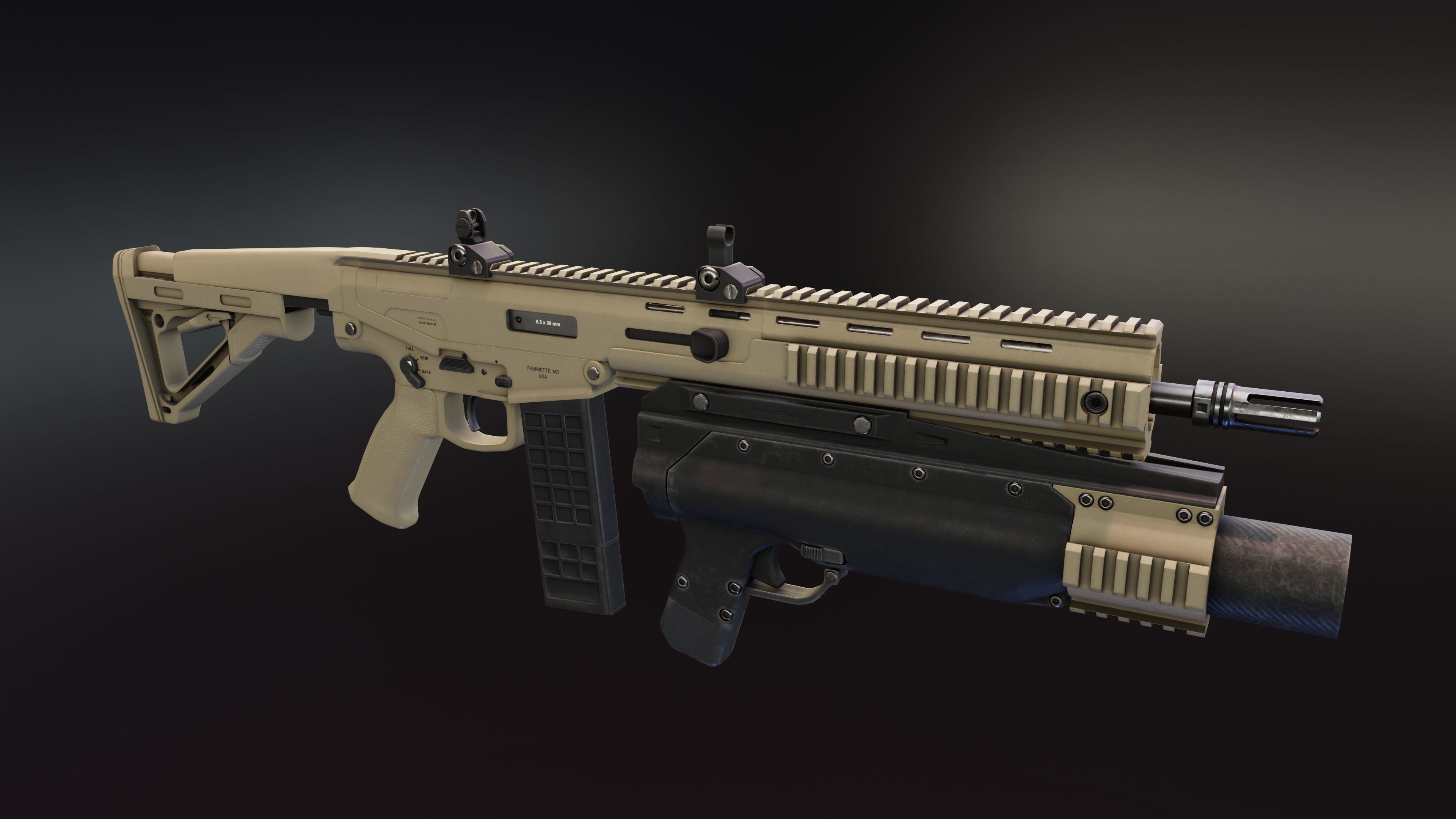 MX Rifle Series Low-poly 3D model_5