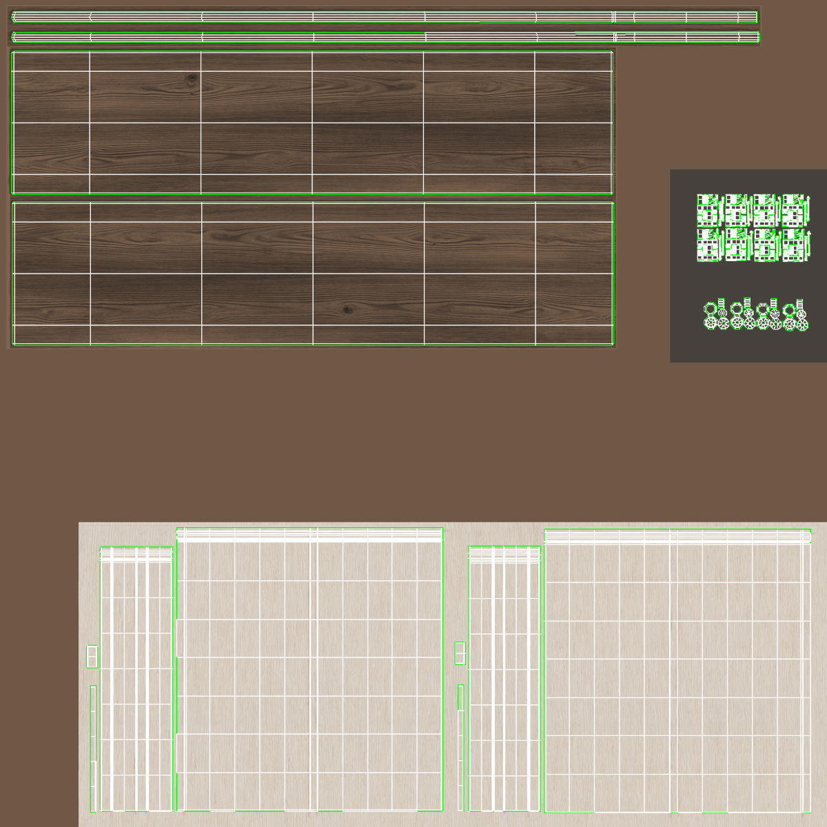 Tv Stand - 4 doors Low-poly 3D model_7
