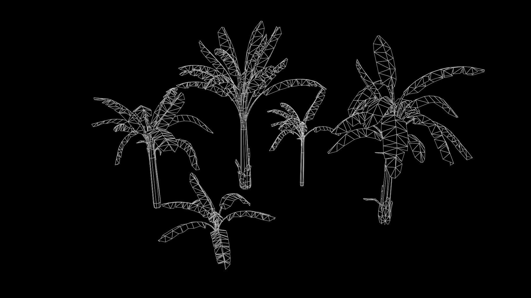 Banana and Strelitzia Plants Low-poly 3D model_2