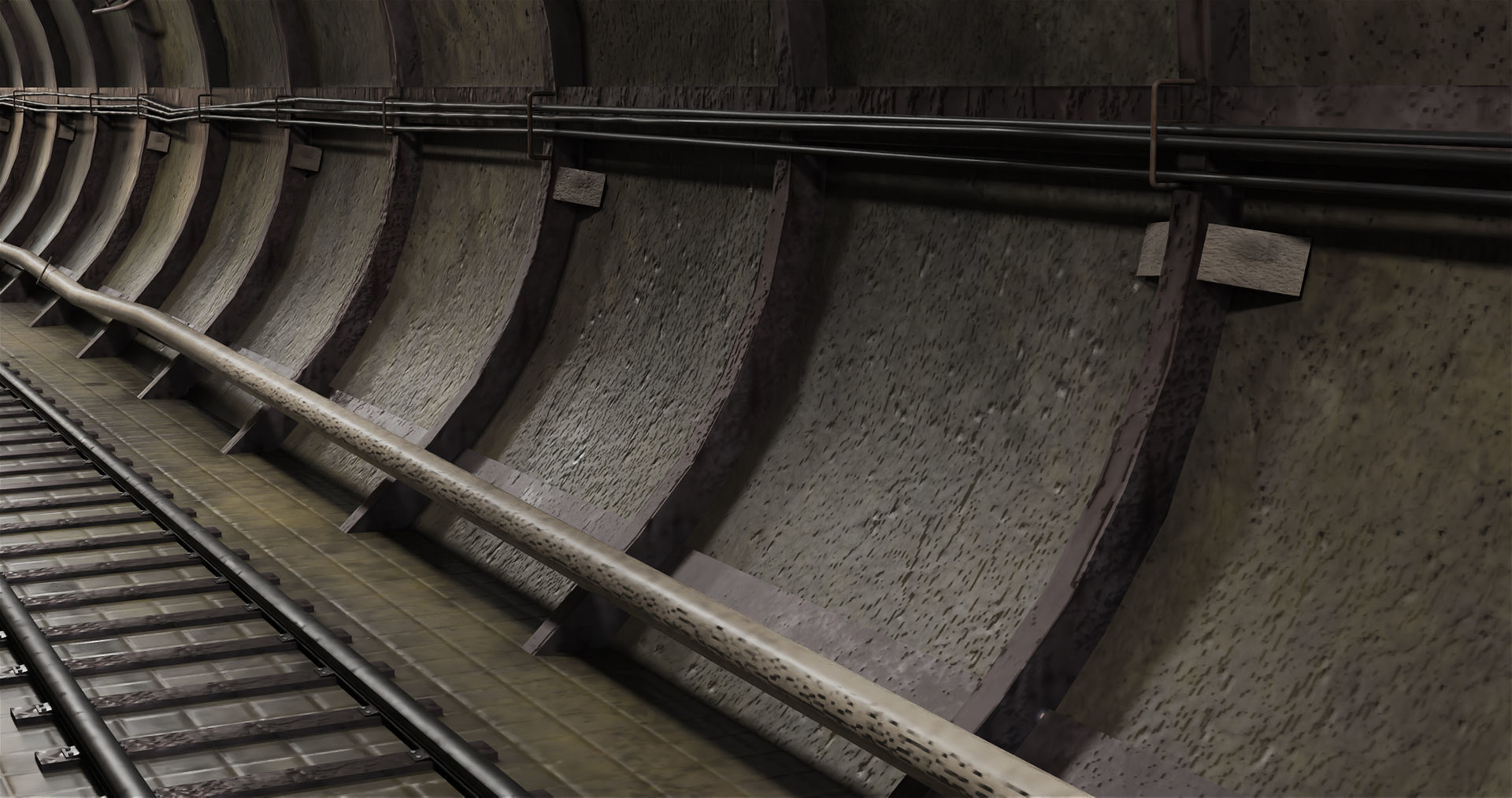 Train Tunnel02 All PBR Unity UE V-Ray Textures Included Low-poly 3D model_14