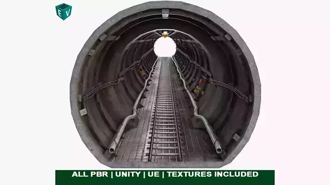 Train Tunnel02 All PBR Unity UE V-Ray Textures Included Low-poly 3D model