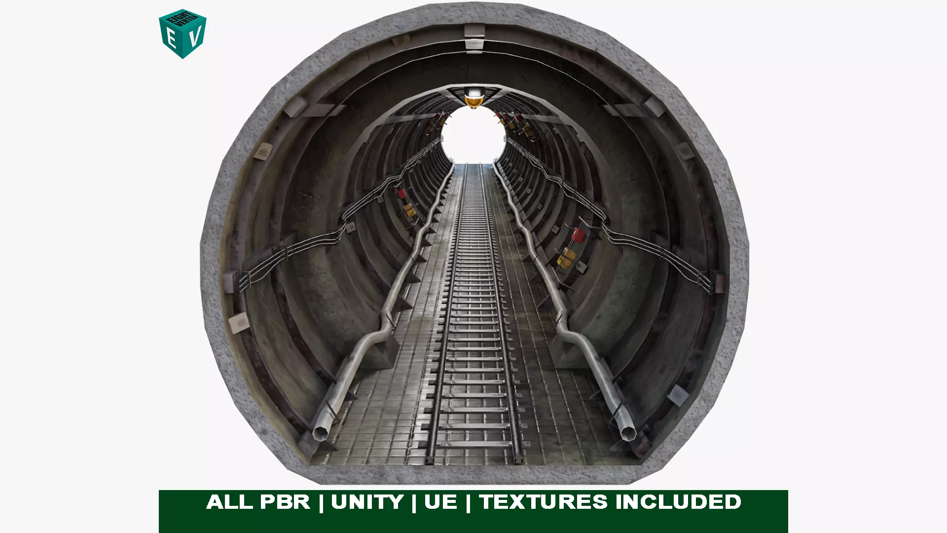 Train Tunnel02 All PBR Unity UE V-Ray Textures Included Low-poly 3D model_0