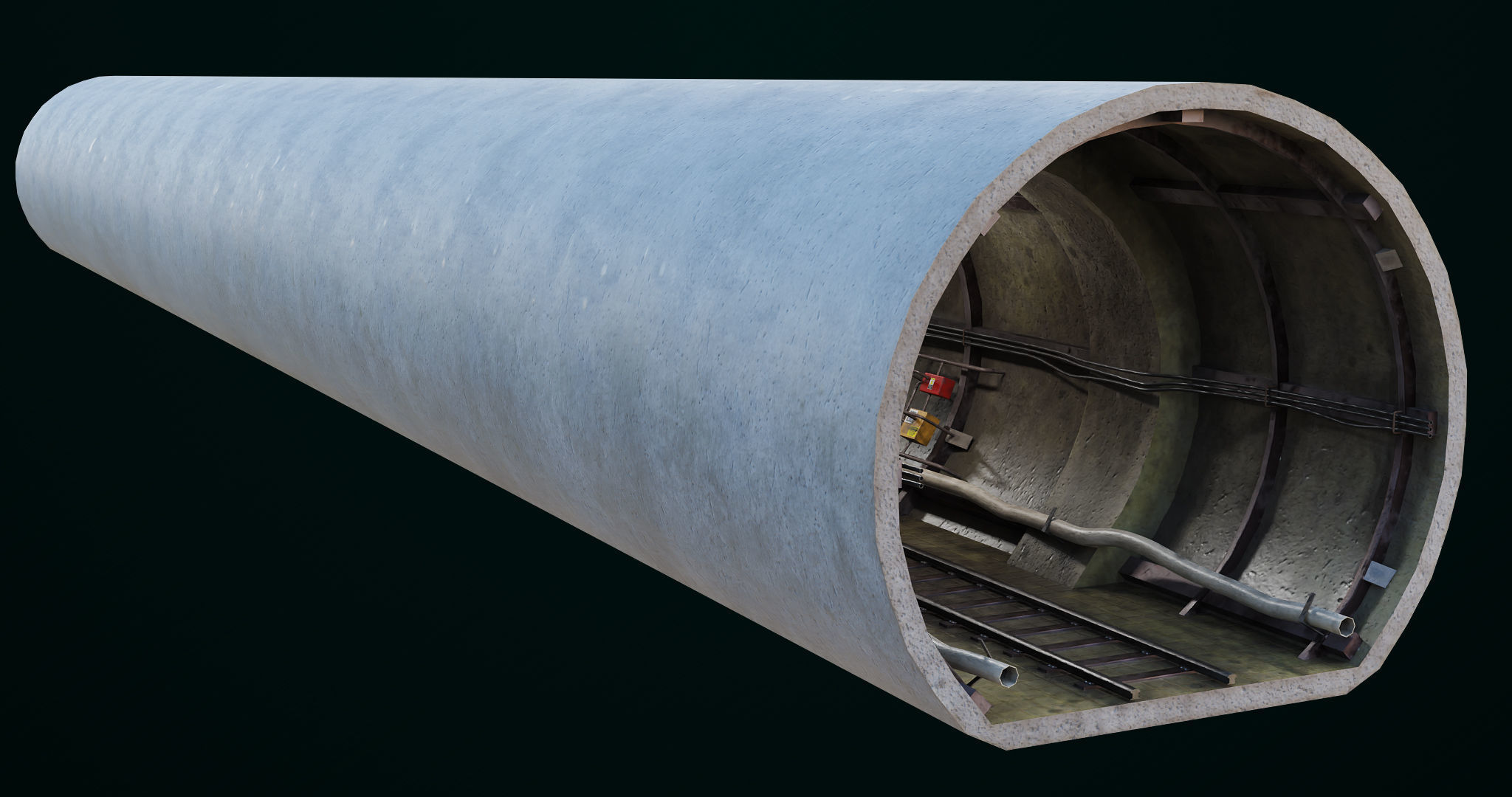 Train Tunnel02 All PBR Unity UE V-Ray Textures Included Low-poly 3D model_4