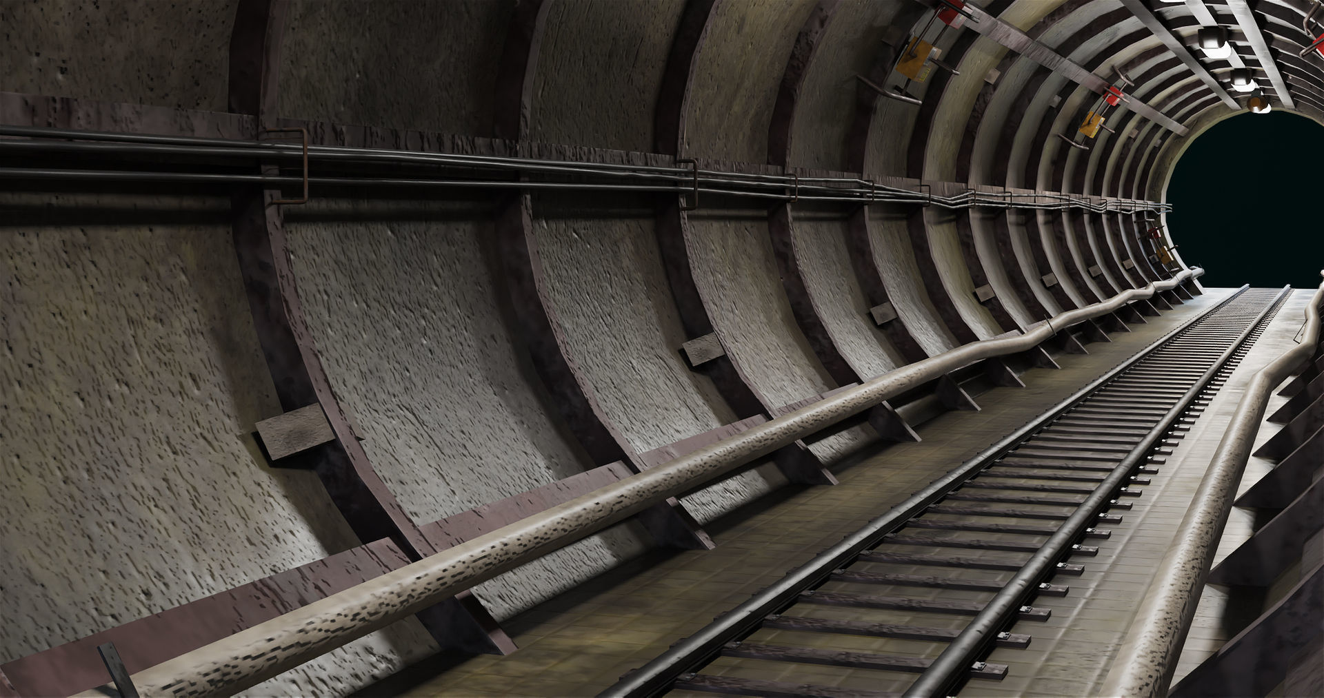 Train Tunnel02 All PBR Unity UE V-Ray Textures Included Low-poly 3D model_13