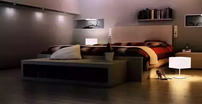 Modern Bed Room With Decorations