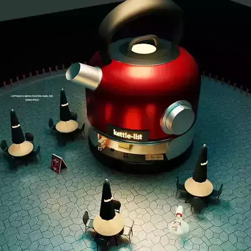 Kettle 3D model restaurent style  Booth model