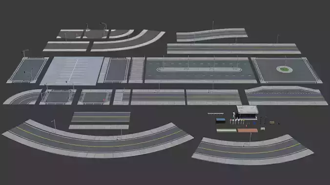 Road Pack Extended PBR v2 Low-poly 3D model
