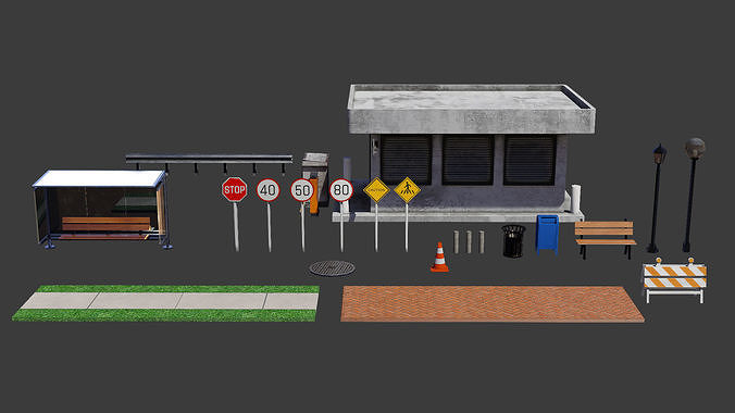 Road Pack Extended PBR v2 Low-poly 3D model 5