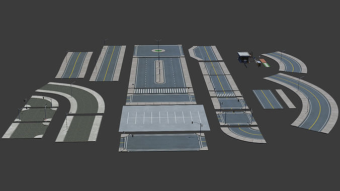 Road Pack Extended PBR v2 Low-poly 3D model 3