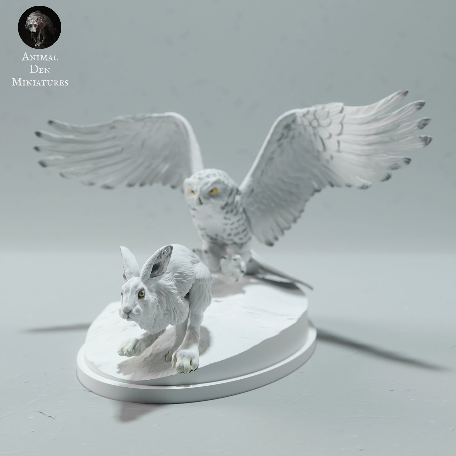 Snowy Owl Hunting Arctic Hare 3D print model_1