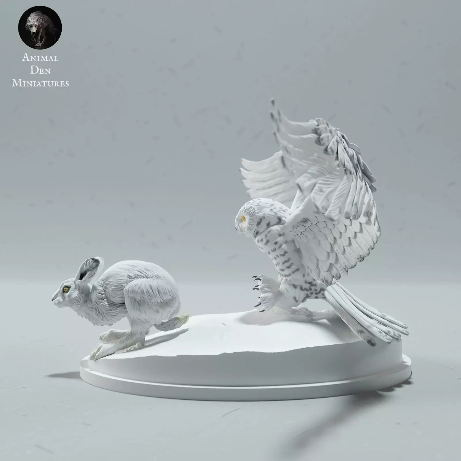 Snowy Owl Hunting Arctic Hare 3D print model_0