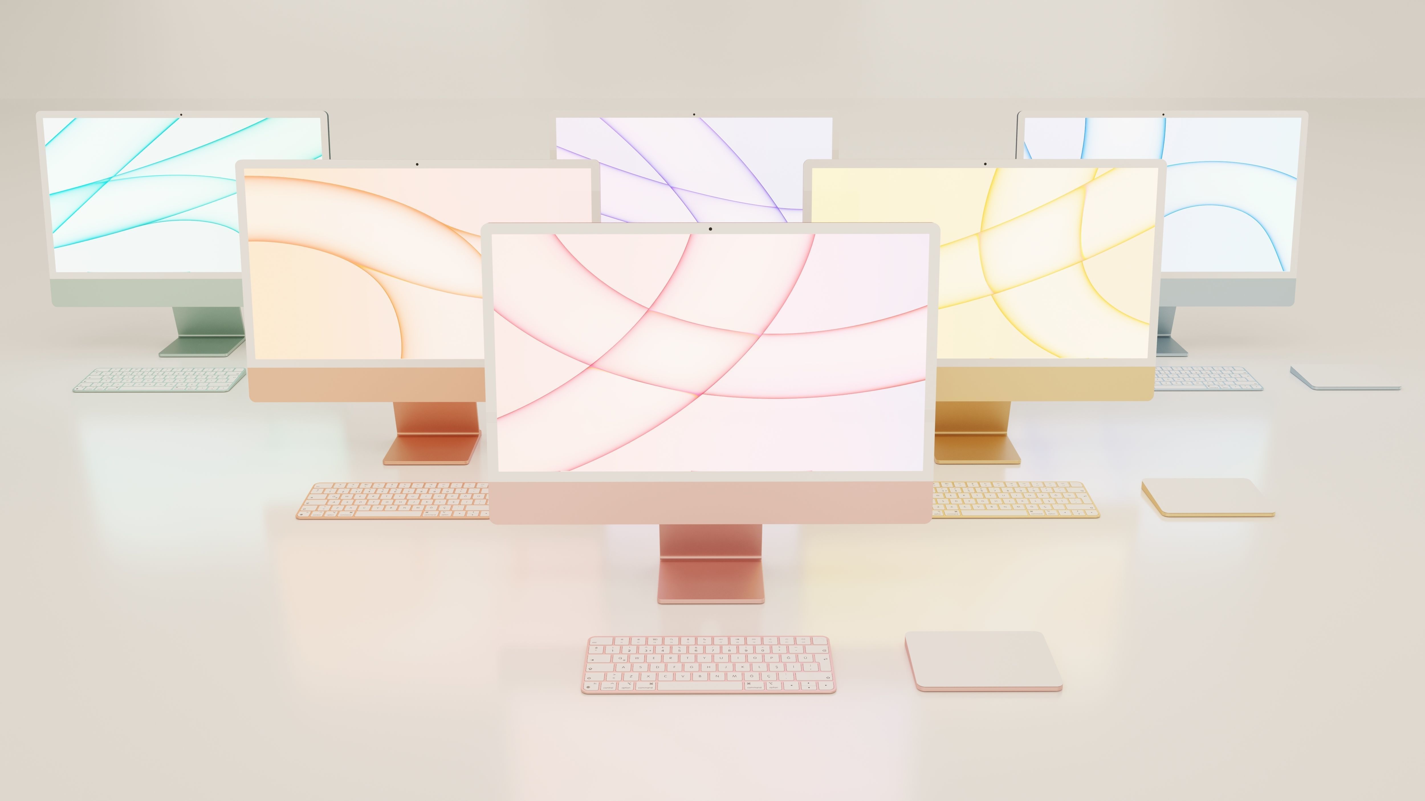 Apple 24 Inch iMac Set All Colors 3D model_2