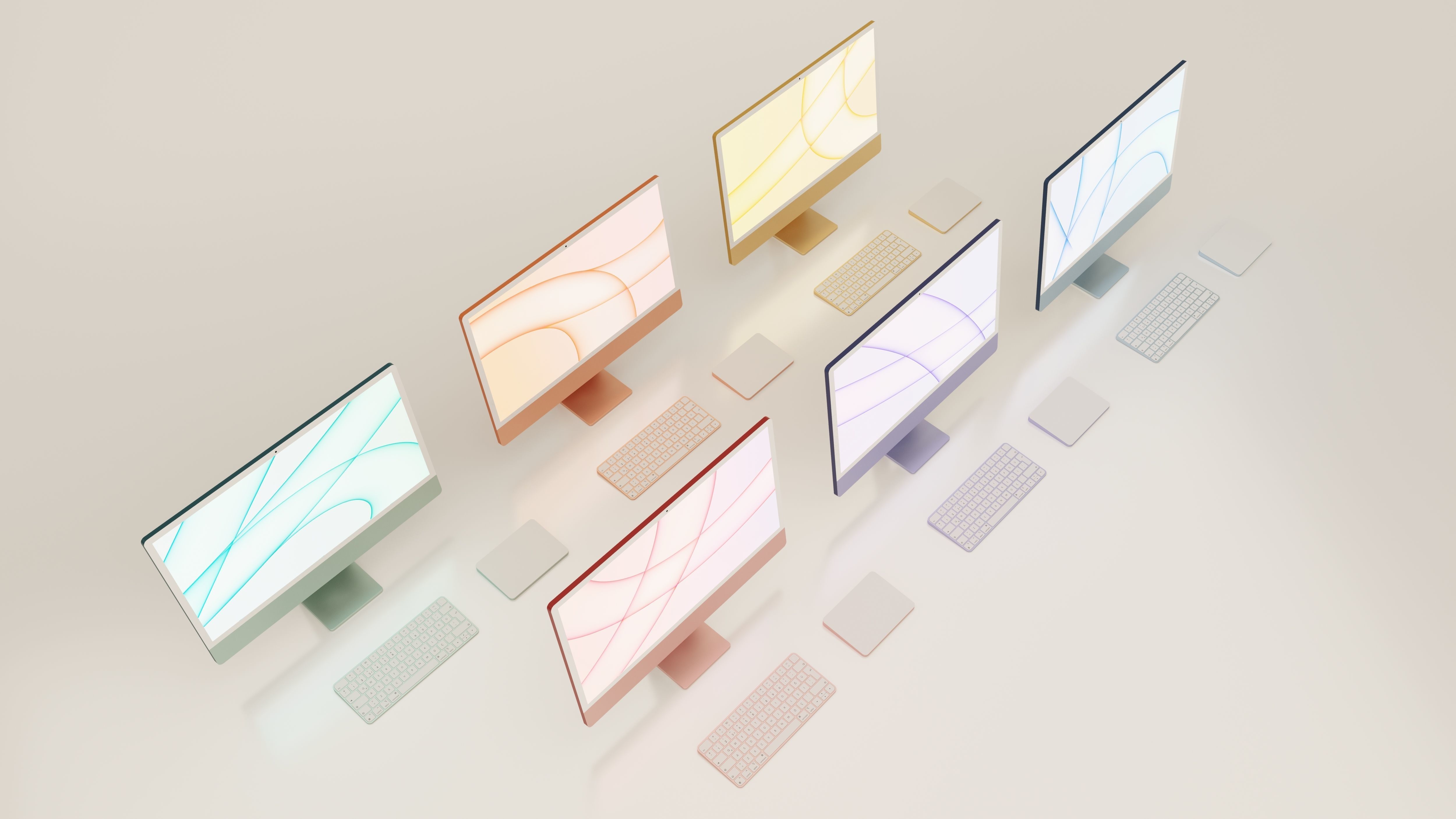 Apple 24 Inch iMac Set All Colors 3D model_1