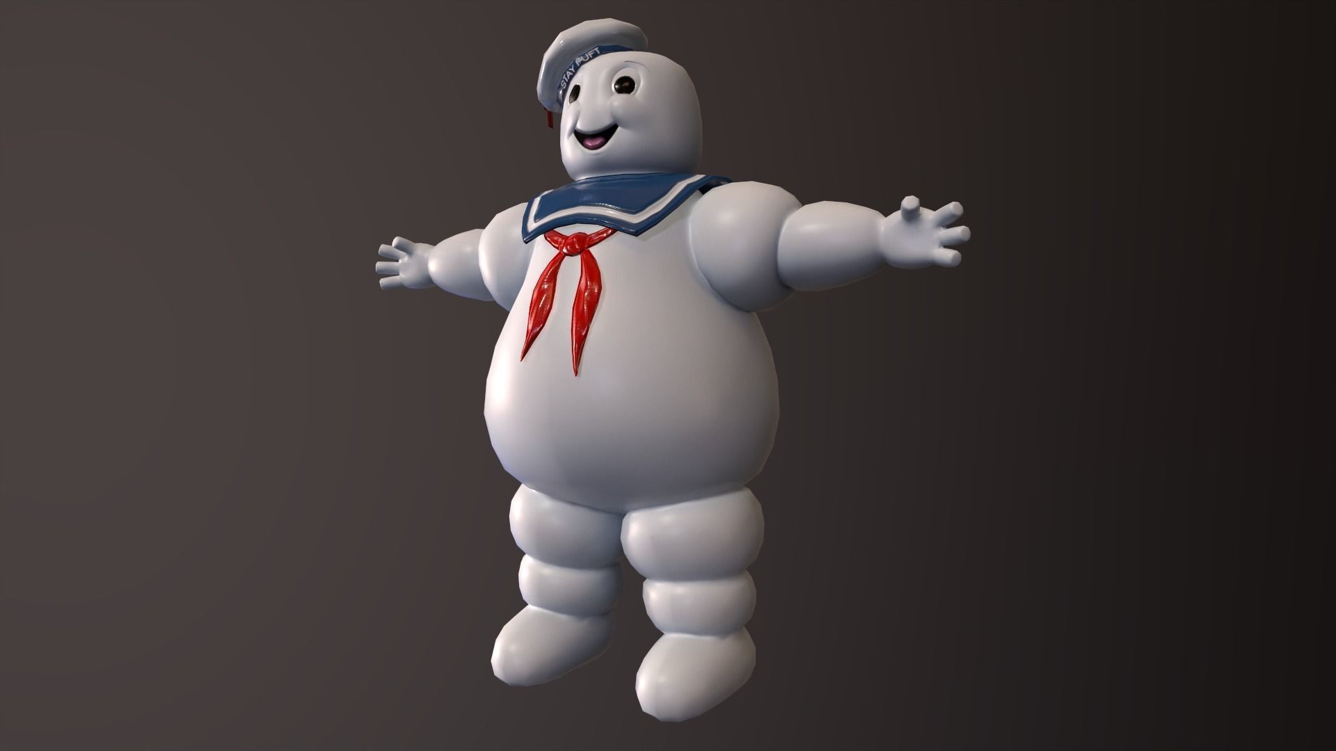 Marshmallow man Staypuft Low-poly 3D model_7